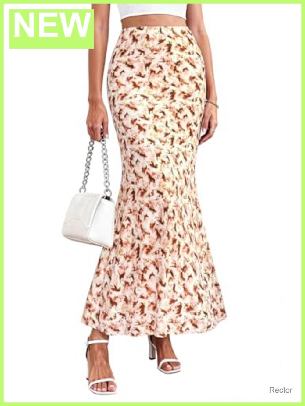 Flowy Polka Dot Floral High Waisted Mermaid Maxi Slip Skirt